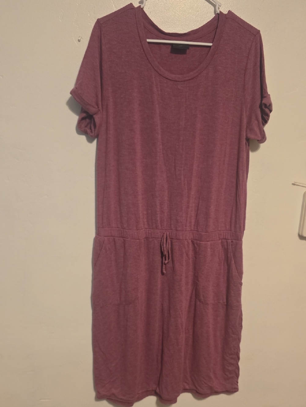 32 Cool Relaxed Mauve Midi Dress with Drawstring Waist
